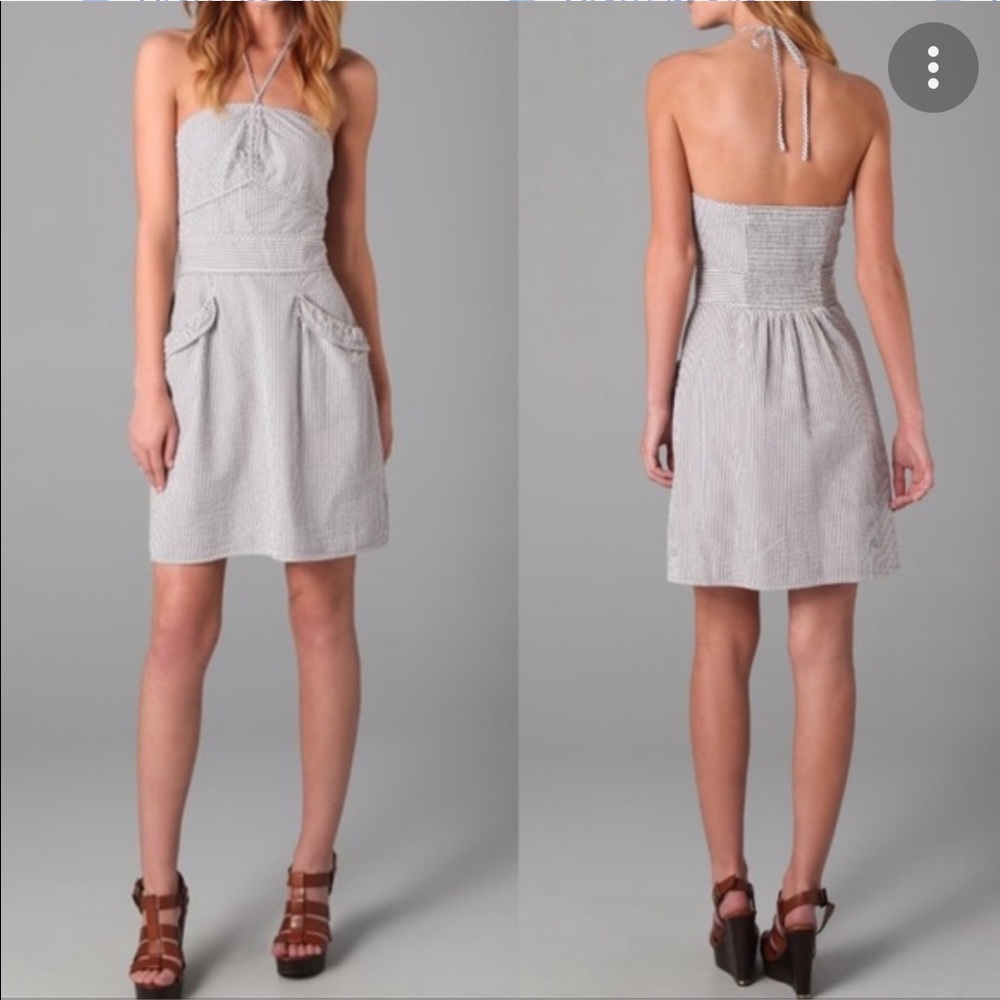 Juicy Couture Seersucker Halter Dress, M